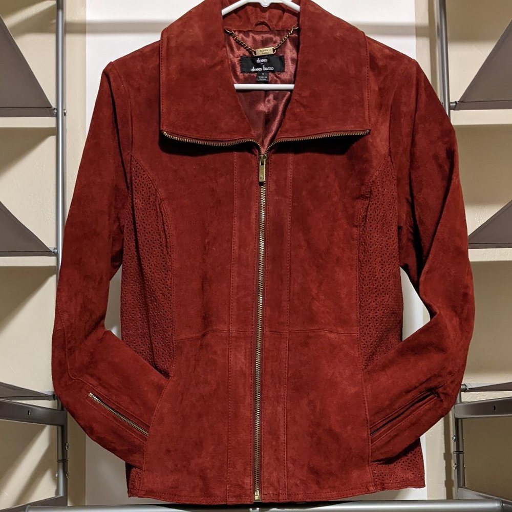 Dennis by Dennis Basso Women's Red Leather Suade Jacket Size S